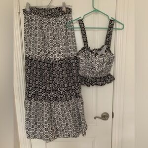 LOFT Maxi Skirt & Crop Top Set Medium Black White (Sold Separately by Brand)